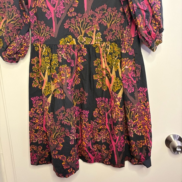 Mixed by Nasrin Boatneck Babydoll Tree Dress Women’s Size Medium 100% Cotton - Picture 4 of 12